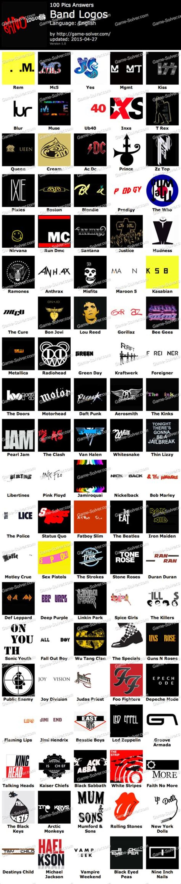 100 Pics Band Logos • Game Solver