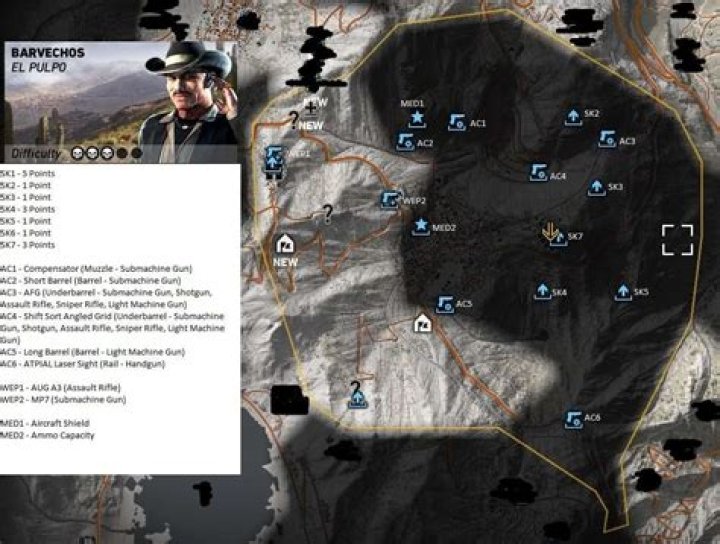 Ghost Recon: Wildlands – Weapons, Accessories, Medals and Skill Points Locations