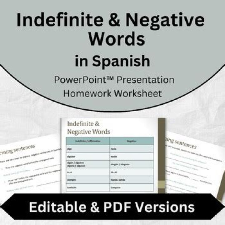 Indefinite and Negative Spanish Words Quiz
