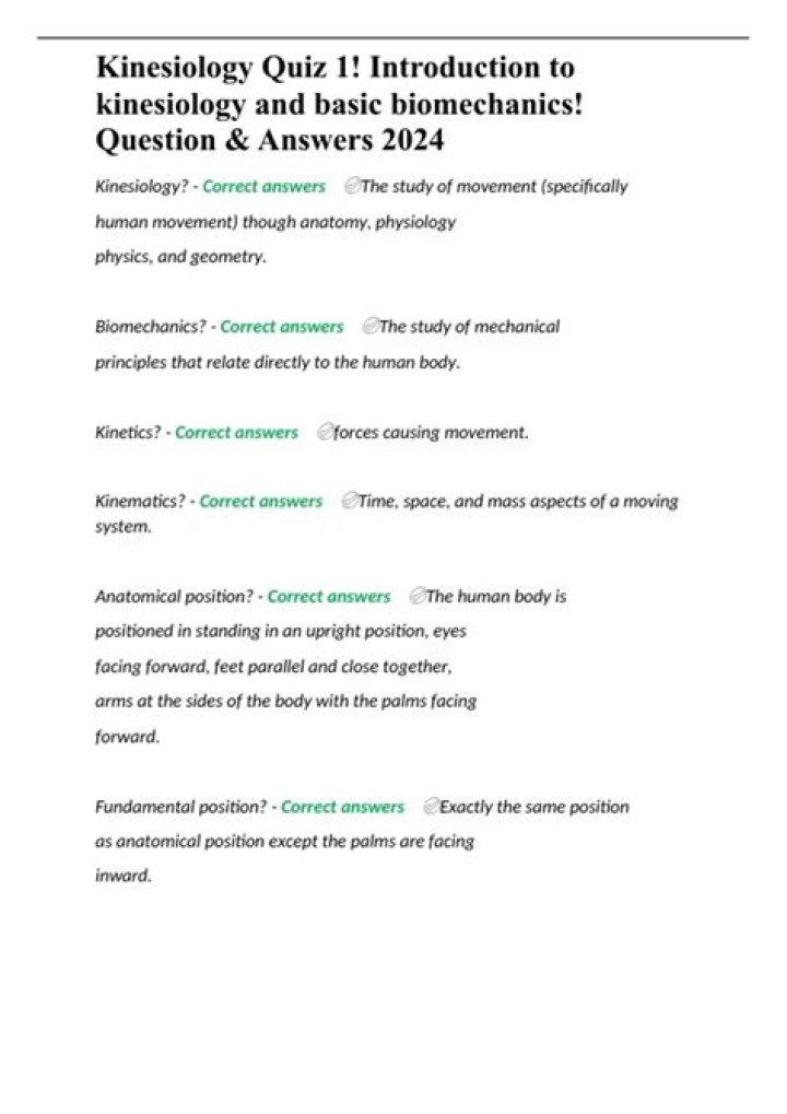 Kinesiology 1 Quiz