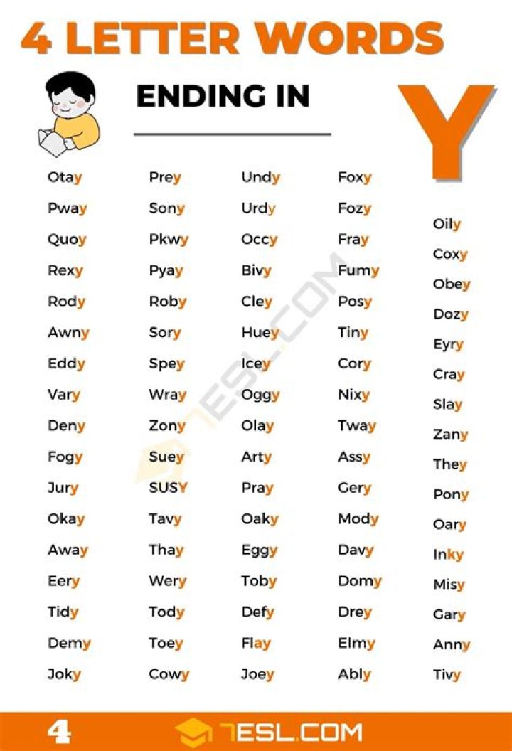 List of 4 Letter Words Ending With 'ey'