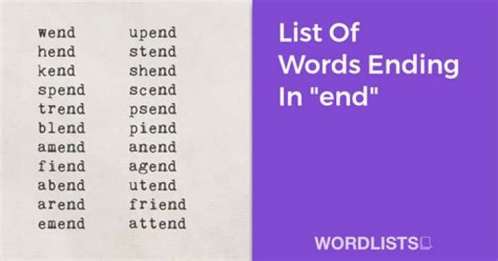 List of Words Ending With 'end'