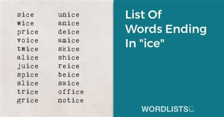 List of Words Ending With 'ice'