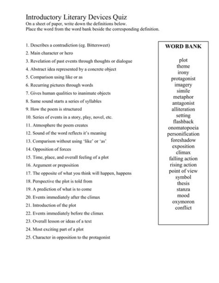 Literary Devices Quiz