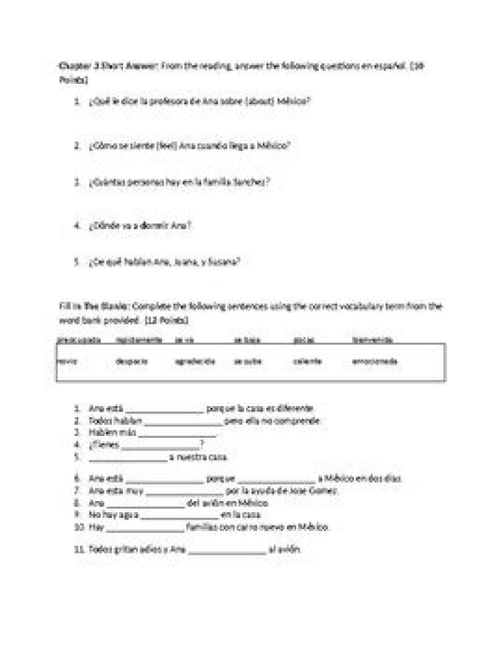 Pobre Ana Chapter 3 Quiz