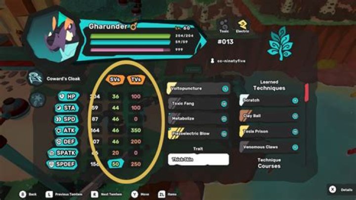 Temtem – Guide to Single, Training Values and Base Stats