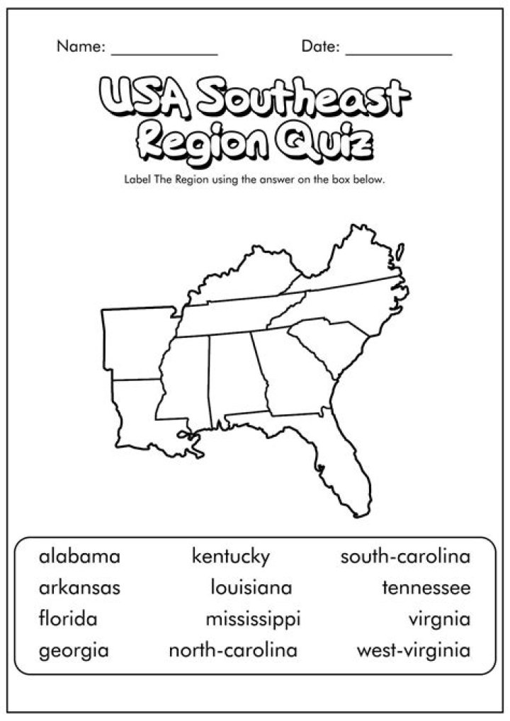 USA Southeast Region State Abbreviations Quiz