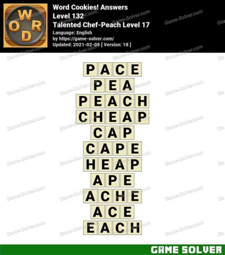 Word Cookies Talented Chef-Peach Level 7 Answers • Game Solver