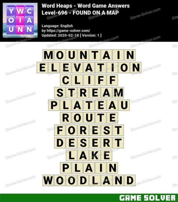 Word Heaps Level-1091 - DESCRIBES A MOUNTAIN • Game Solver