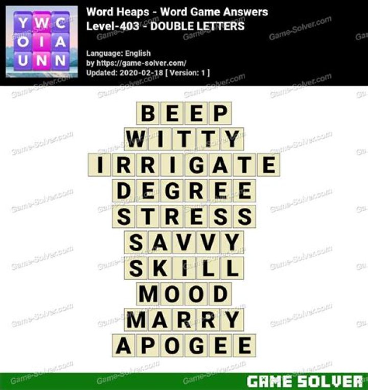 Word Heaps Level-458 - RHYMES WITH DOT • Game Solver