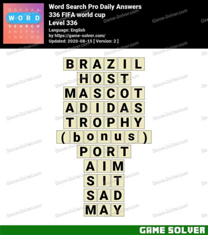 Word Search Pro 336 FIFA world cup Answers • Game Solver