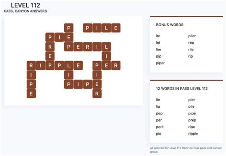 Words More Level 112 – Answers